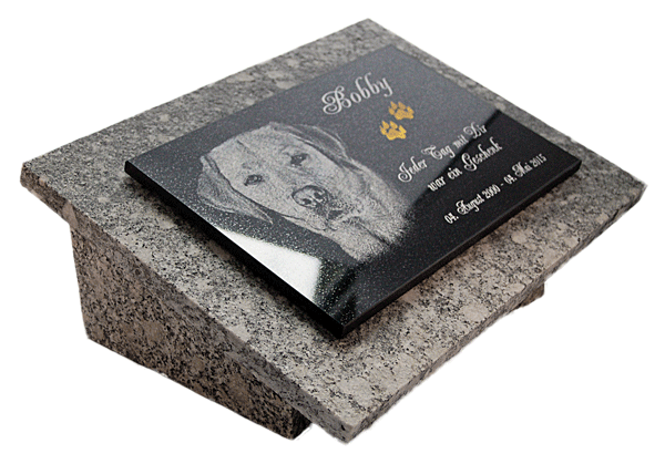 Text Gravur 40x 30 cm  DS-102 Granit Tier Grabstein Grabplatte Hund mit Foto